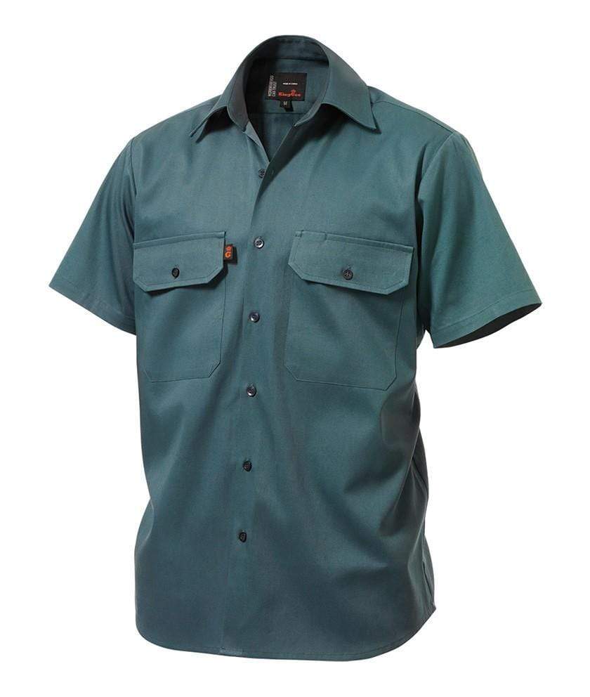 KingGee Open Front Short Sleeve Drill Work Shirt K04030 Work Wear KingGee Khaki 2XL 